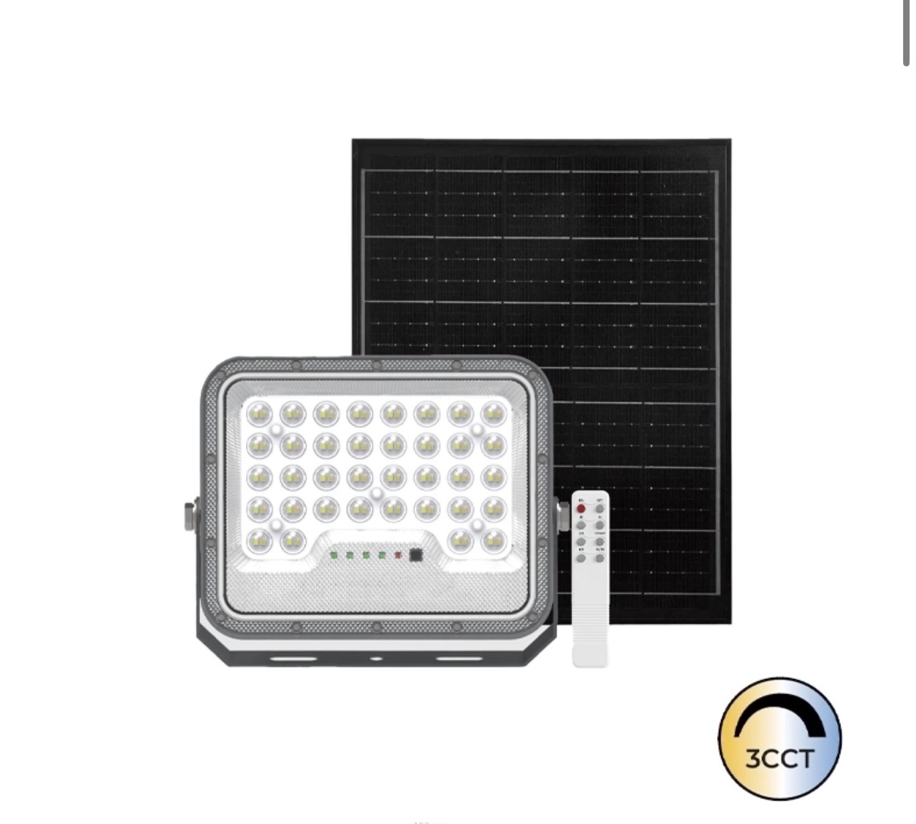 Projetor LED Solar C/Comando Cinza 100W CCT3 IP65